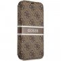 Guess 4G Printed Stripe flipové pouzdro pro iPhone 13 mini - hnědé