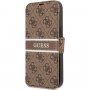 Guess 4G Printed Stripe flipové pouzdro pro iPhone 13 - hnědé