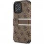 Guess 4G Printed Stripe flipové pouzdro pro iPhone 13 Pro Max - hnědé