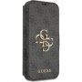 Guess 4G Metal Logo flipové pouzdro pro iPhone 13 Pro Max - šedé