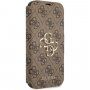 Guess 4G Metal Logo flipové pouzdro pro iPhone 13 mini - hnědé