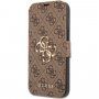 Guess 4G Metal Logo flipové pouzdro pro iPhone 13 Pro Max - hnědé