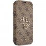 Guess 4G Metal Logo flipové pouzdro pro iPhone 13 Pro Max - hnědé