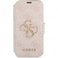 Guess 4G Metal Logo flipové pouzdro pro iPhone 13 mini - růžové