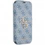 Guess 4G Metal Logo flipové pouzdro pro iPhone 13 mini - modré
