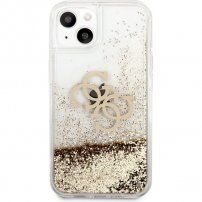 Guess Big 4G Liquid Glitter Gold kryt pro iPhone 13 - zlatý