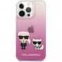 Karl Lagerfeld Ikonik Karl and Choupette kryt pro iPhone 13 Pro Max - růžový