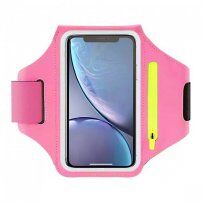 Sportovní pouzdro na ruku s kapsou na klíče a prostorem na karty pro iPhone - růžové