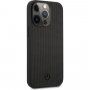 Mercedes Genuine Leather Meshed kožený kryt pro iPhone 13 Pro Max - černý