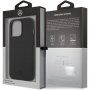 Mercedes Genuine Leather Meshed kožený kryt pro iPhone 13 Pro Max - černý