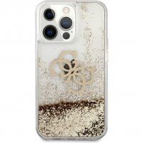 Guess Big 4G Liquid Glitter Gold kryt pro iPhone 13 Pro Max - zlatý