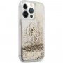 Guess Big 4G Liquid Glitter Gold kryt pro iPhone 13 Pro Max - zlatý