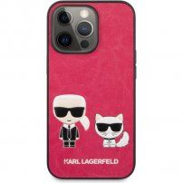 Karl Lagerfeld and Choupette kryt pro iPhone 13 Pro Max - fuchsiový