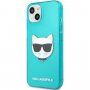 Karl Lagerfeld Choupette Head kryt pro iPhone 13 mini - tyrkysový