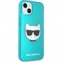 Karl Lagerfeld Choupette Head kryt pro iPhone 13 mini - tyrkysový