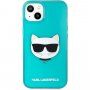 Karl Lagerfeld Choupette Head kryt pro iPhone 13 mini - tyrkysový