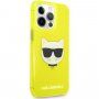 Karl Lagerfeld Choupette Head kryt pro iPhone 13 Pro - neonově žlutý