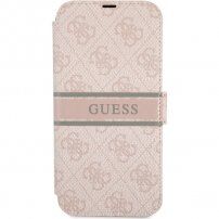 Guess 4G Printed Stripe flipové pouzdro pro iPhone 13 mini - růžové