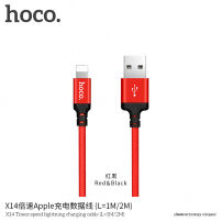 HOCO opletený nabíjecí kabel pro Apple iPhone / iPad / iPod - 1m - červeno-černý