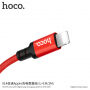 HOCO opletený nabíjecí kabel pro Apple iPhone / iPad / iPod - 1m - červeno-černý