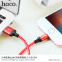 HOCO opletený nabíjecí kabel pro Apple iPhone / iPad / iPod - 1m - červeno-černý