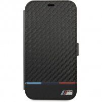 BMW M Book Carbon Stripe flipové pouzdro pro iPhone 13 mini - černé
