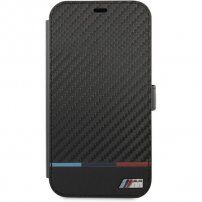 BMW M Book Carbon Stripe flipové pouzdro pro iPhone 13 - černé