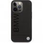 BMW Leather Hot Stamp kryt pro iPhone 13 Pro Max - černý