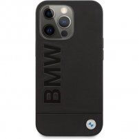 BMW Leather Hot Stamp kryt pro iPhone 13 Pro Max - černý
