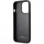 BMW Leather Hot Stamp kryt pro iPhone 13 Pro Max - černý