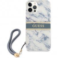 Guess Marble Stripe kryt pro iPhone 12 Pro Max - modrý