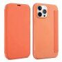 Peněženkové pouzdro ze silikonu a PU kůže pro iPhone 13 Pro Max - oranžové
