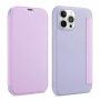 Peněženkové pouzdro ze silikonu a PU kůže pro iPhone 13 - fialové