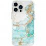 Case Mate Tough Print mramorový kryt pro iPhone 13 Pro Max - tyrkysový