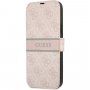 Guess 4G Printed Stripe flipové pouzdro pro iPhone 13 - růžové