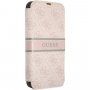 Guess 4G Printed Stripe flipové pouzdro pro iPhone 13 - růžové