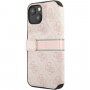 Guess 4G Printed Stripe flipové pouzdro pro iPhone 13 - růžové
