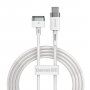 Baseus nabíjecí magnetický kabel s konektorem MagSafe 2 (tvar T) / USB-C pro MacBook - 2m - bílý