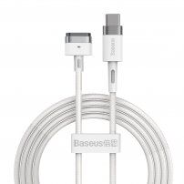 Baseus nabíjecí magnetický kabel s konektorem MagSafe 2 (tvar T) / USB-C pro MacBook - 2m - bílý
