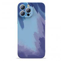 Ochranný kryt se vzorem vodových barev pro iPhone 13 Pro Max - modrý