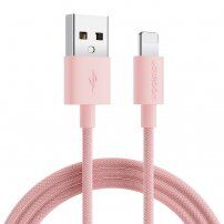 JOYROOM opletený datový a nabíjecí kabel USB-A / Lightning pro iPhone / iPad / iPod / AirPods - 1 m - růžový