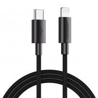 JOYROOM opletený datový a nabíjecí kabel PD 20W USB-C / Lightning pro iPhone / iPad / iPod / AirPods - 1 m - černý