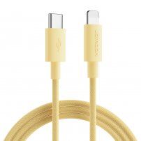 JOYROOM opletený datový a nabíjecí kabel PD 20W USB-C / Lightning pro iPhone / iPad / iPod / AirPods - 2 m - žlutý