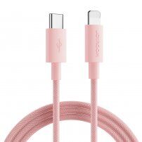 JOYROOM opletený datový a nabíjecí kabel PD 20W USB-C / Lightning pro iPhone / iPad / iPod / AirPods - 2 m - růžový