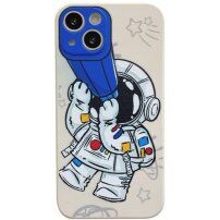 Kryt z měkkého plastu astronaut s dalekohledem pro iPhone 11 Pro Max - béžový