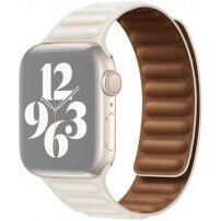 Řemínek kožený tah pro Apple Watch 42mm / 41mm / 40mm / 38mm - krémový