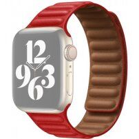 Řemínek kožený tah pro Apple Watch 42mm / 41mm / 40mm / 38mm - červený