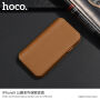 HOCO luxusní flipové pouzdro z umělé kůže pro Apple iPhone XS / iPhone X - hnědé