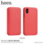 HOCO luxusní flipové pouzdro z umělé kůže pro Apple iPhone XS / iPhone X - červené