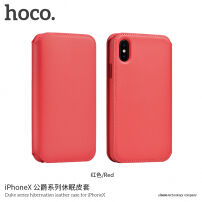 HOCO luxusní flipové pouzdro z umělé kůže pro Apple iPhone XS / iPhone X - červené